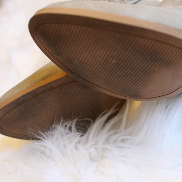 Gray Faux Nubuck Braided Stacked Heel Booties 7 - Picture 4 of 5